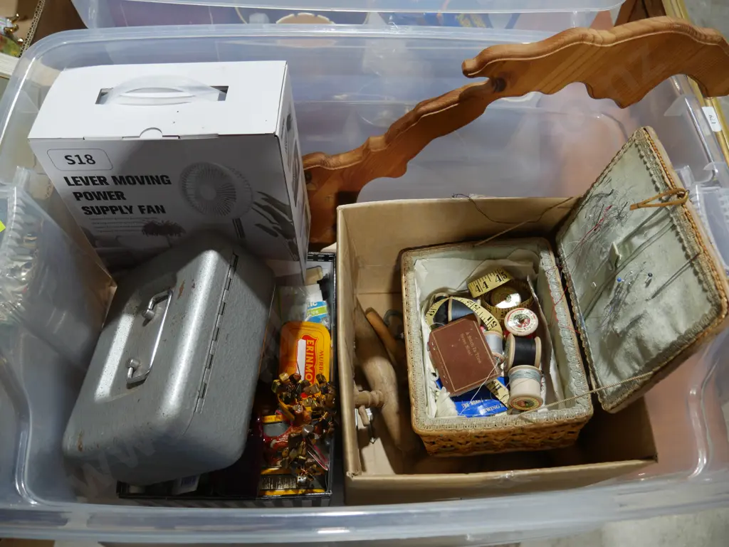 Woodware, sewing box, leaver moving power supply fan etc Image 1++