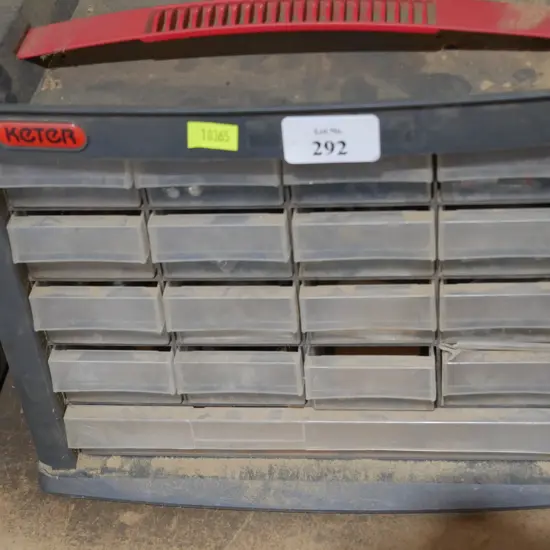 Plastic organising drawers and contents