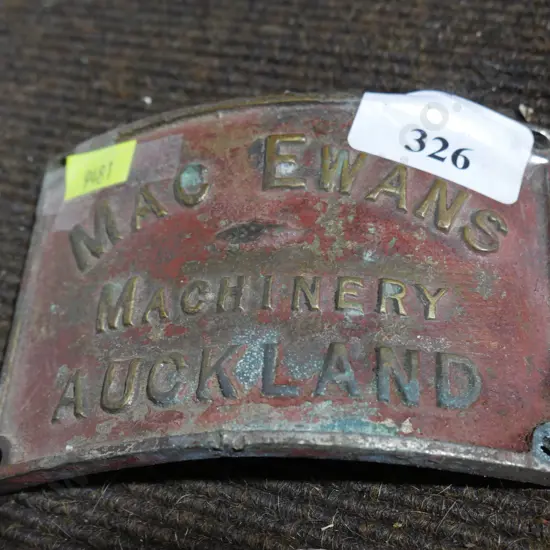 Mac Ewans metal plaque