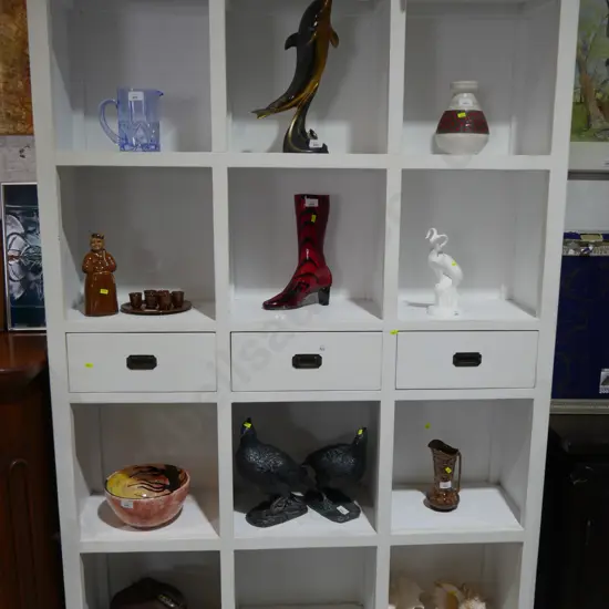 Large white pigeonhole bookcase