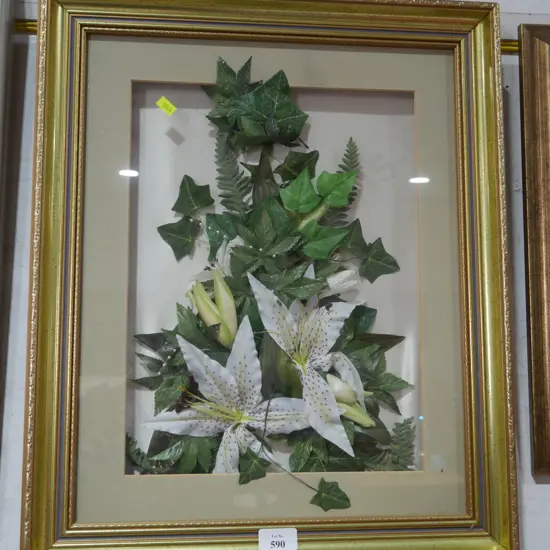 Framed 3D artificial plant artwork