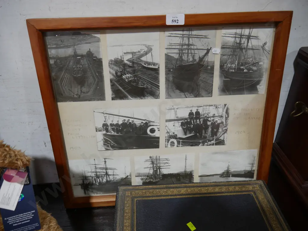 Framed Lyttleton ship photographs 1903 Image 1++