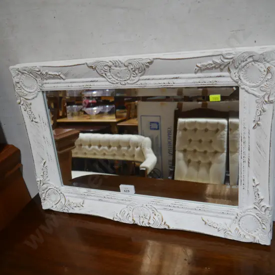 White gold framed mirror