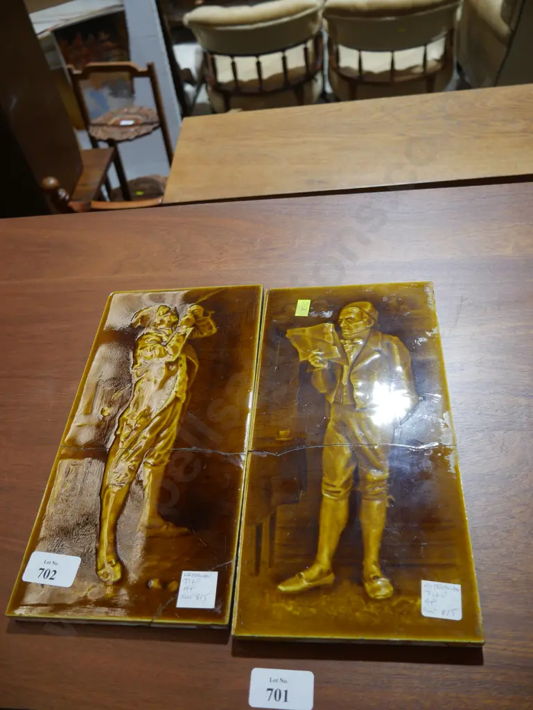 2 Victorian art tiles A/F Image 1++