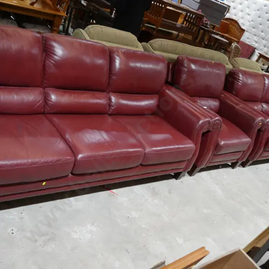 Three-piece red lazboy lounge suite