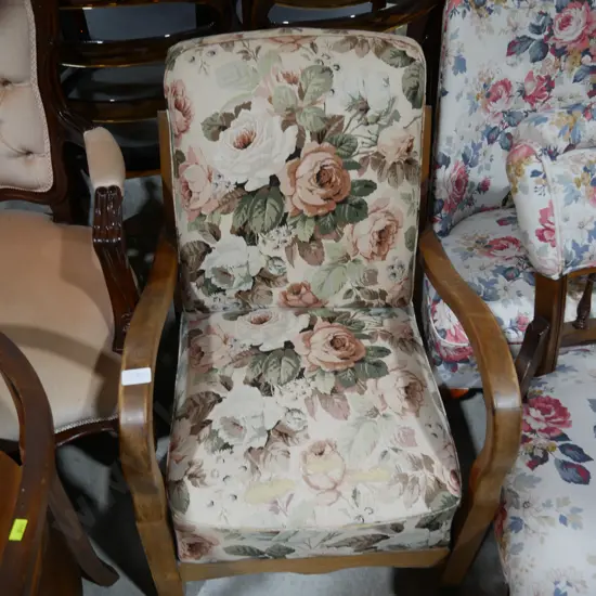 Floral upholstery armchair