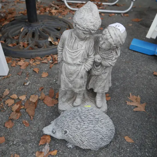 Hedgehog, and boy and girl ornaments