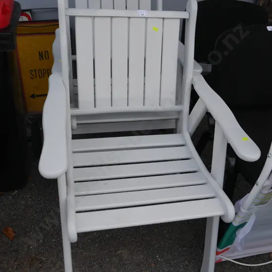 2 white painted wooden chairs