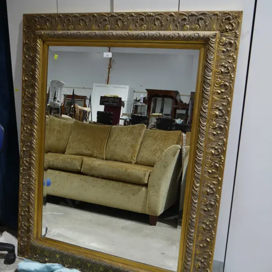 Large bevilled edge gilt frame mirror
