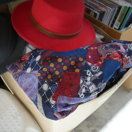 Handbags, hats, white stool