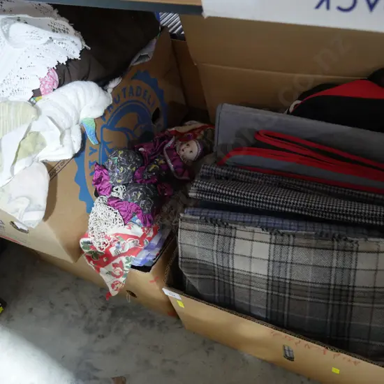 3 boxes of linen etc