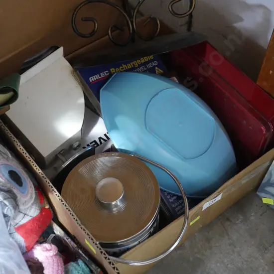 Kitchen scales, tins etc