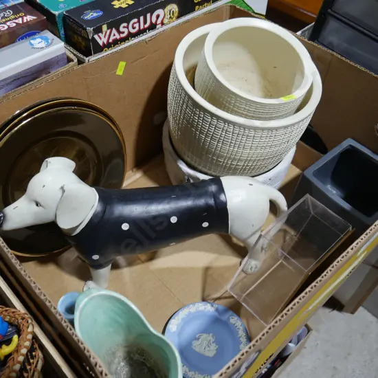 Pots, dog figure etc