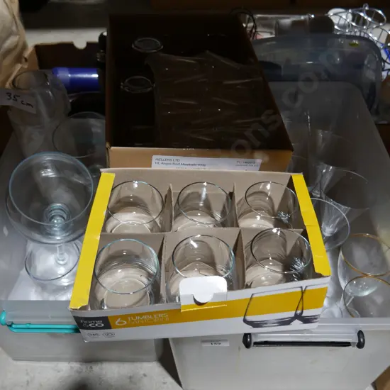 Stemmed glassware, etc