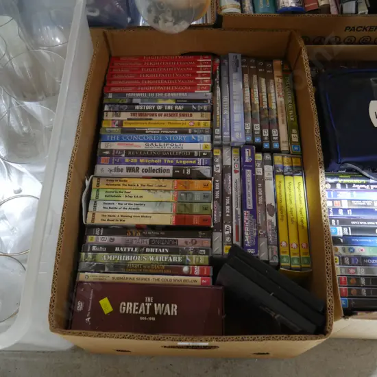 2 boxes of dvds