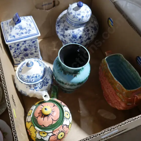 German pottery vase, cover pots etc