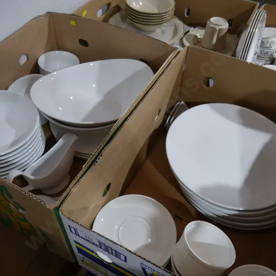 2 boxes of white dinnerware