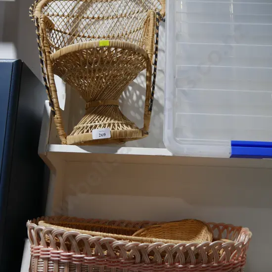 Mini peacock wicker chair and baskets