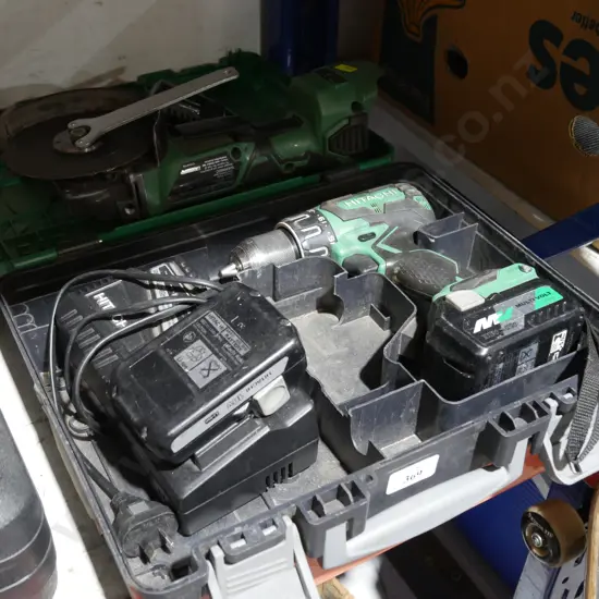 Hitachi angle grinder and drill