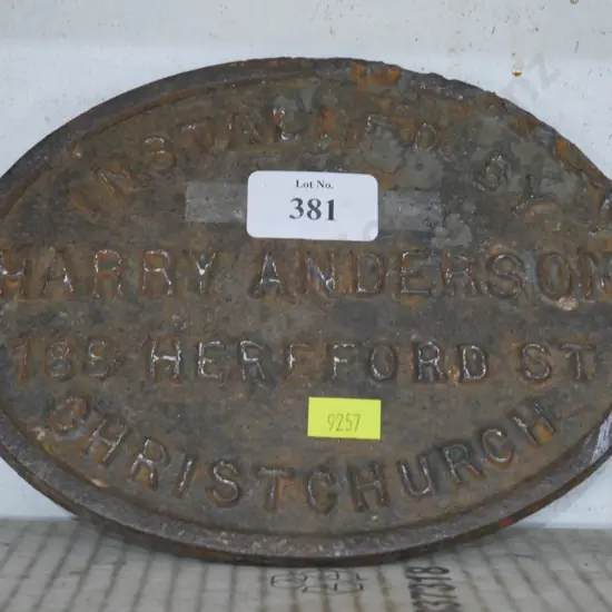 Harry Anderson, Hereford St Christchurch plaque