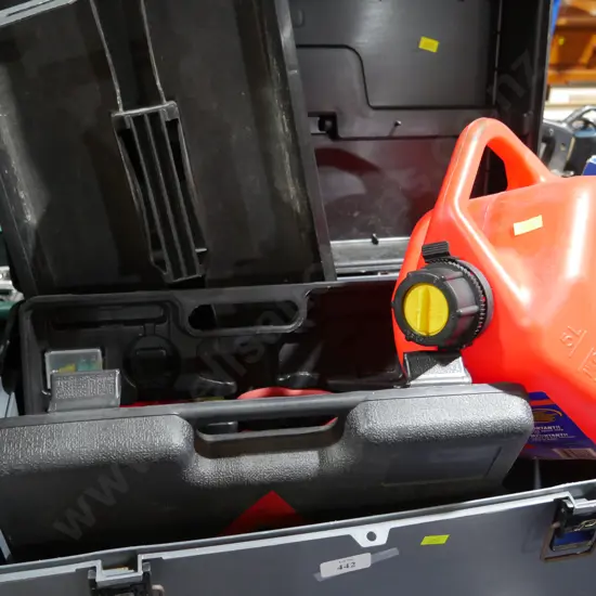 Toolboxes, petrol container
