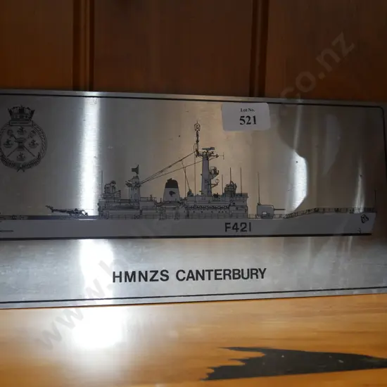 HMNZS Canterbury metal sign