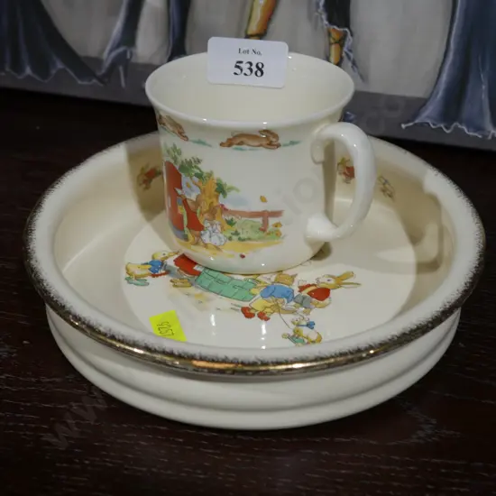 Crown Lynn childs bowl, Bunnykins cup