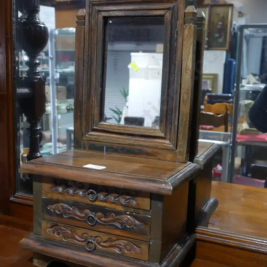 Miniature mirror back dresser