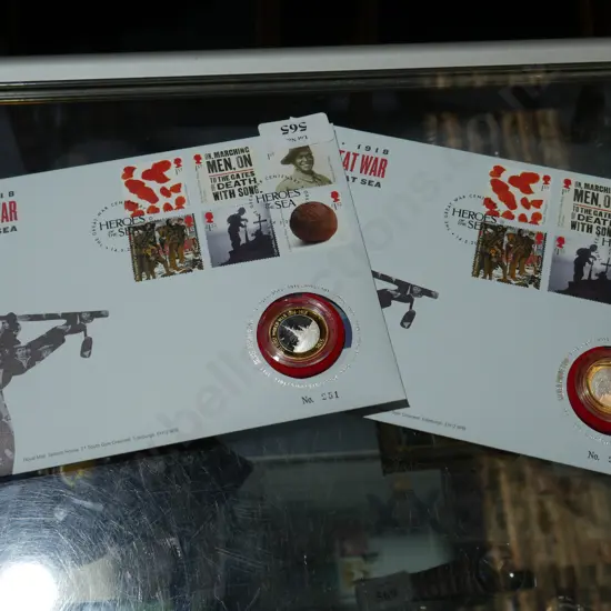 2 silver proof coins, the great war