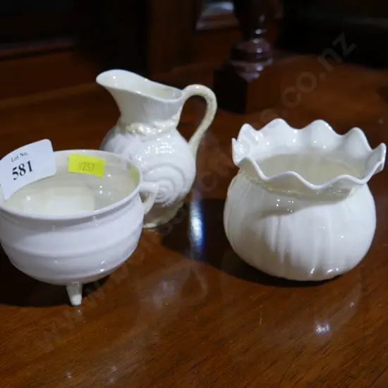 3 Belleek dishes