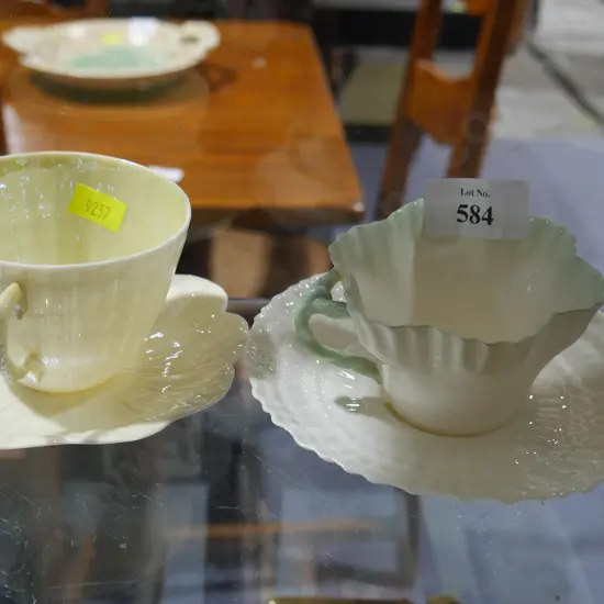 2 Belleek cups and saucers