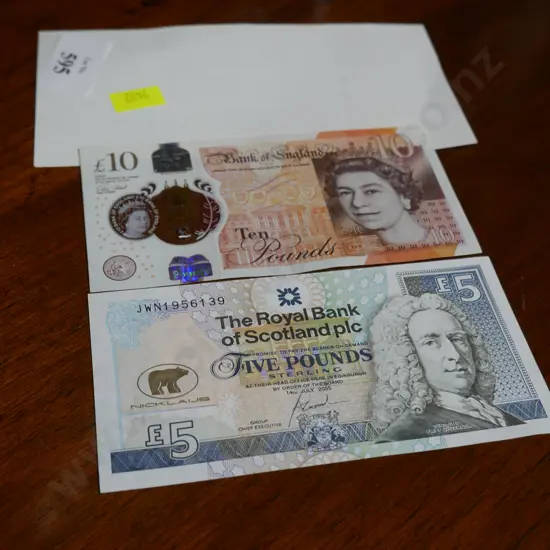 £10 and £5 England notes