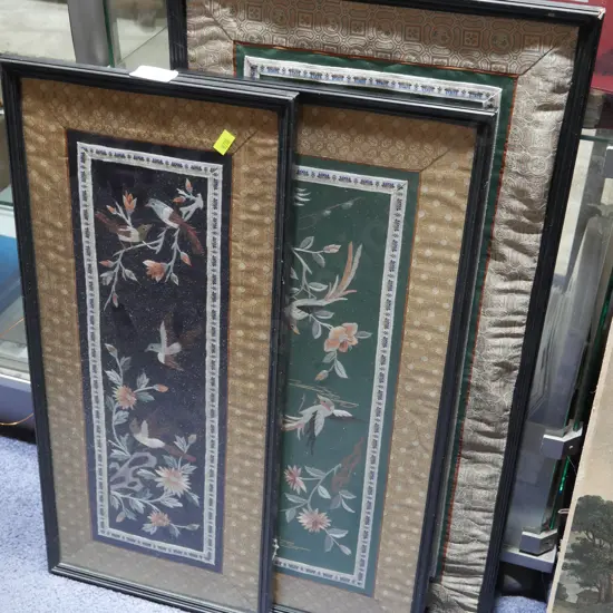 3 silk embroidery artworks
