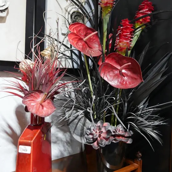 Artificial plants in vase and pot