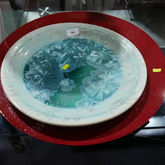 2 large pottery plates