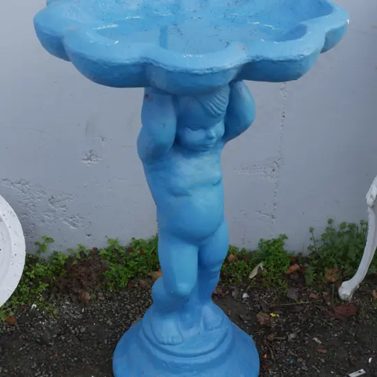 Cherub bird bath