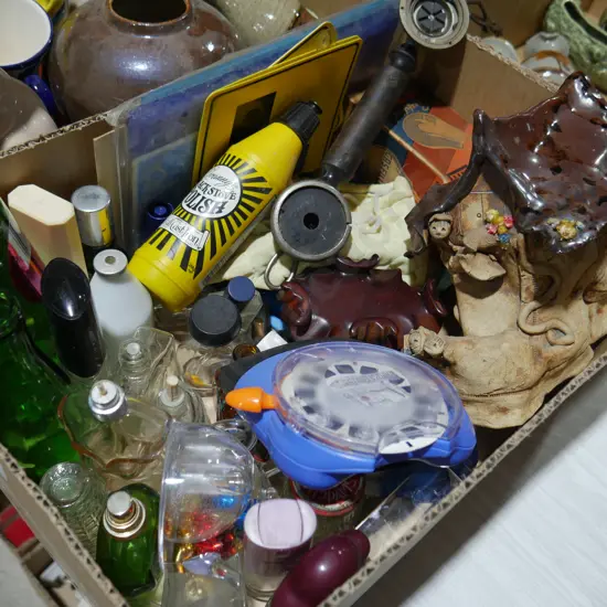 Perfume bottles, etc