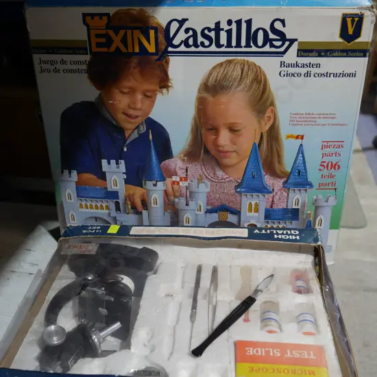 Castle and microscope