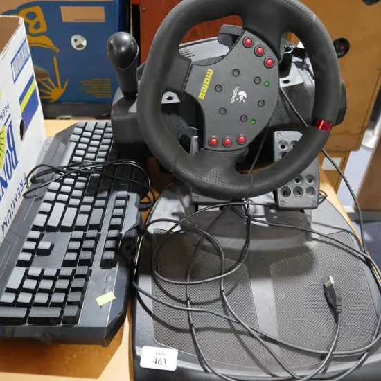 Gaming wheel and keyboards