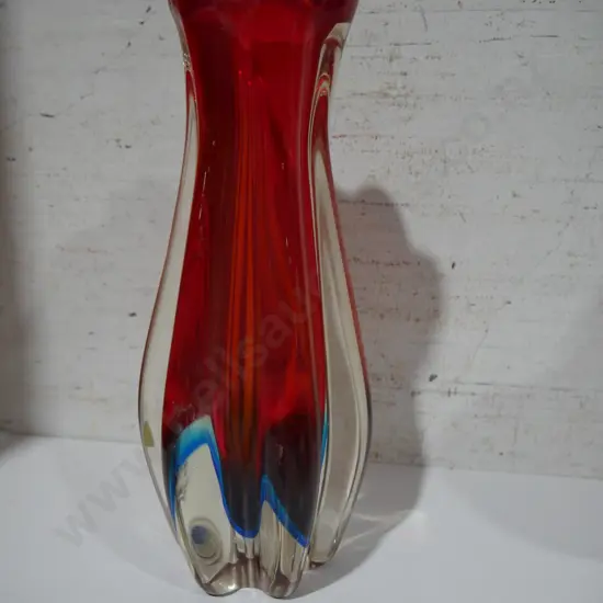 Red glass vase