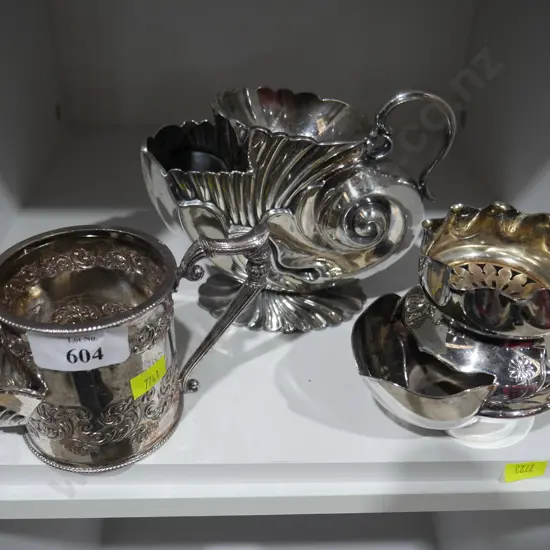 3 silver shaving mugs