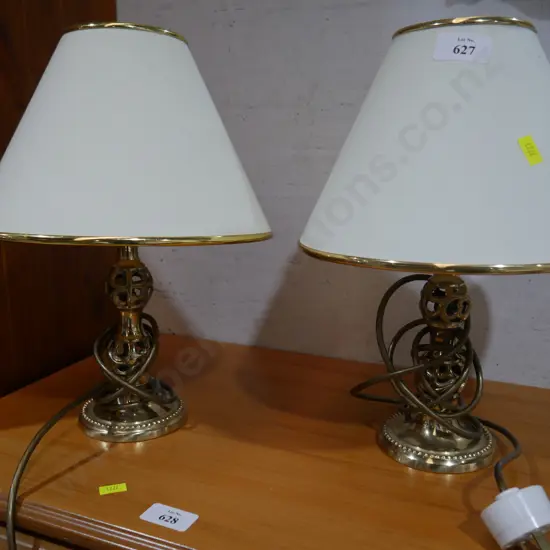 Pair of brass table lamps