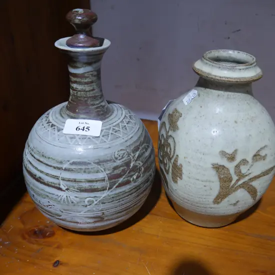 Stephen McCartney pottery vase & another