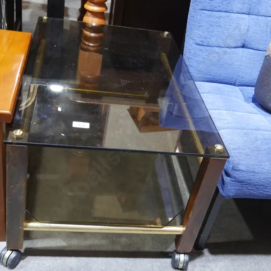 Glass topped coffee table