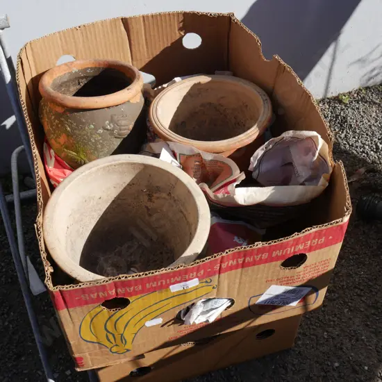 2 boxes of plant pots