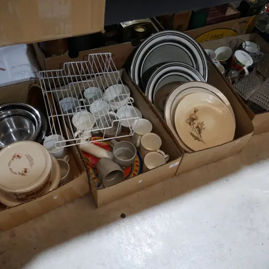 4 boxes kitchenware, china etc