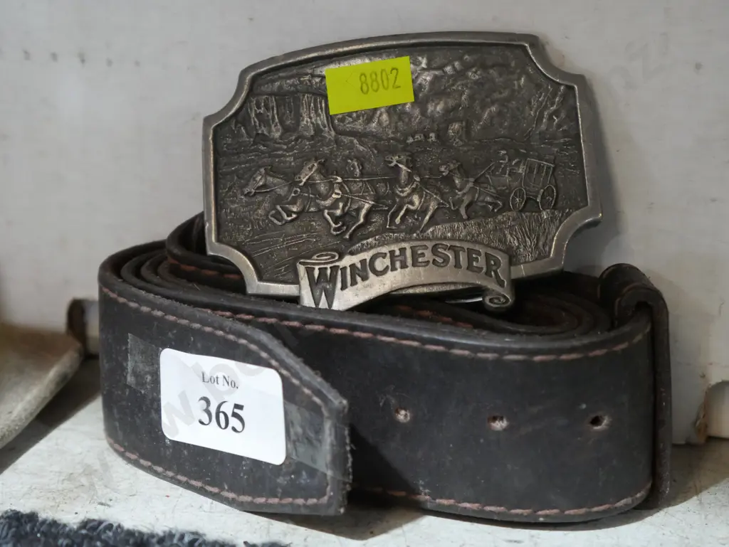 Leather belt Winchester buckle Image 1++