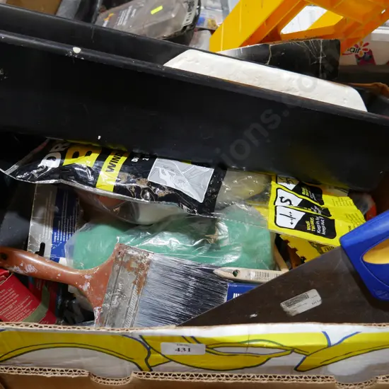 Saw, paint brushes etc