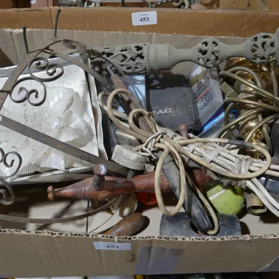 Cassette tapes, brass lamps etc