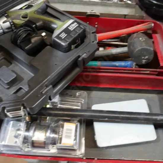 Power drill and toolbox with contents